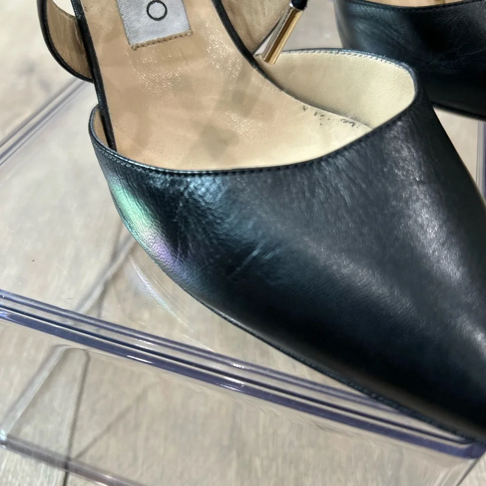 Jimmy Choo black leather heels. So cute. - Picture 5 of 9